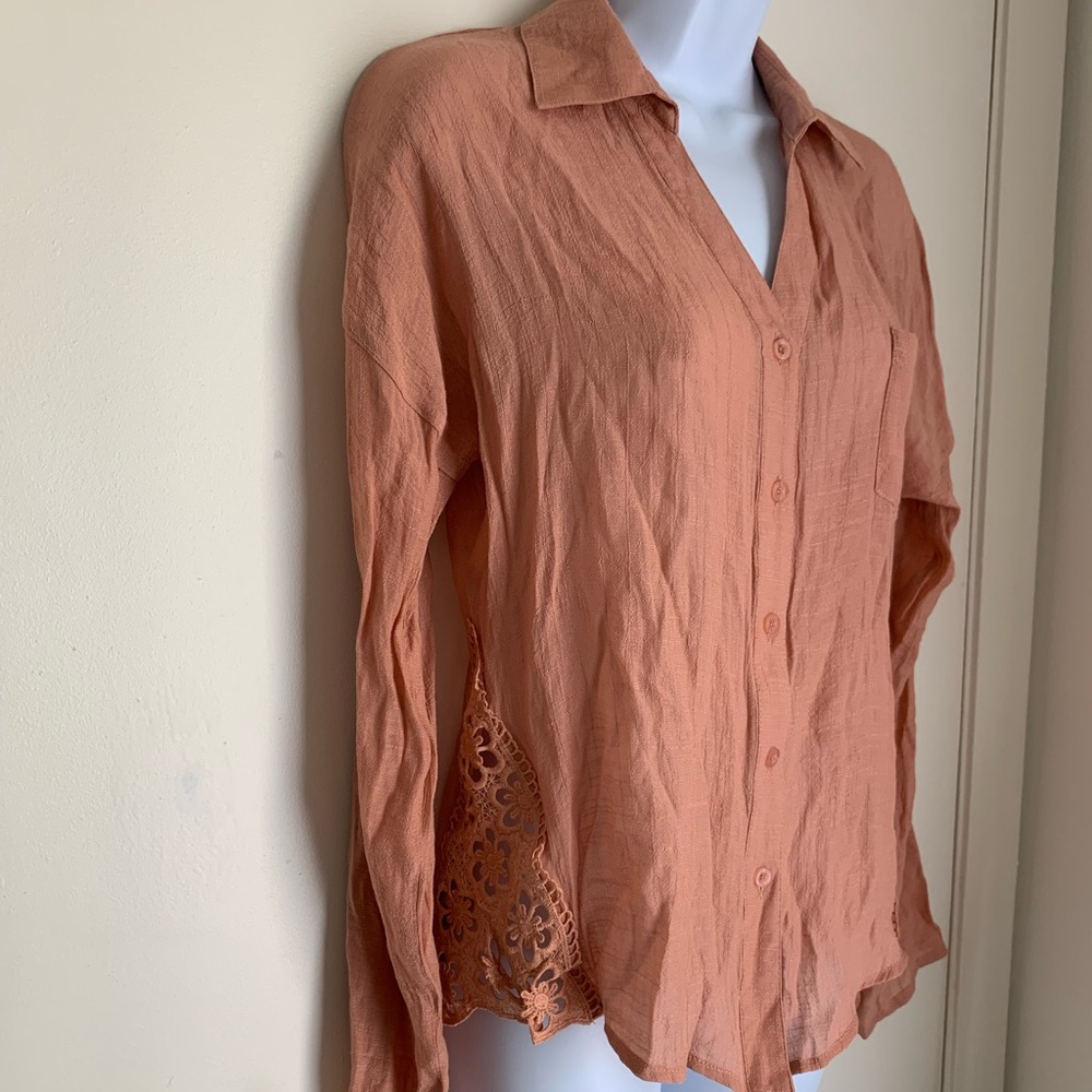 Beach-y Button Down With Crochet Details